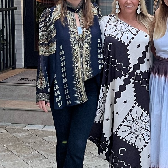 CAMILLA 100% Silk Long Sleeve Embellished Blouse It’s All Over Torero Small - Picture 5 of 10